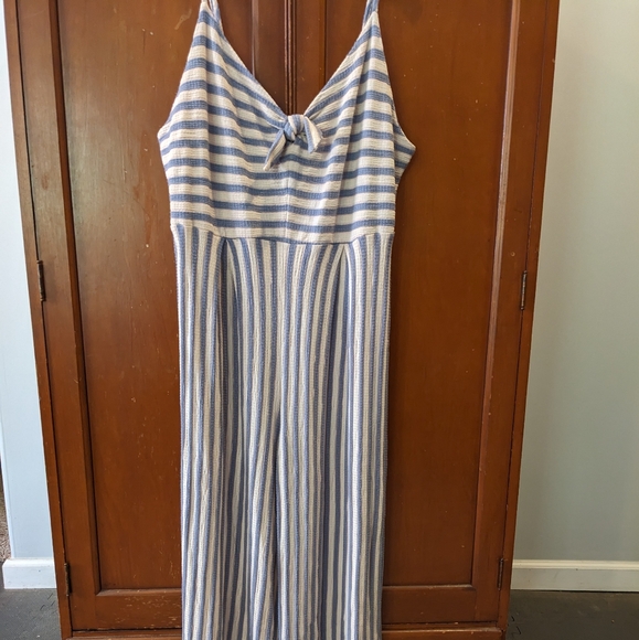 Woman Size XL Xhilaration Purple and White Striped One Piece Jumpsuit - Picture 1 of 5
